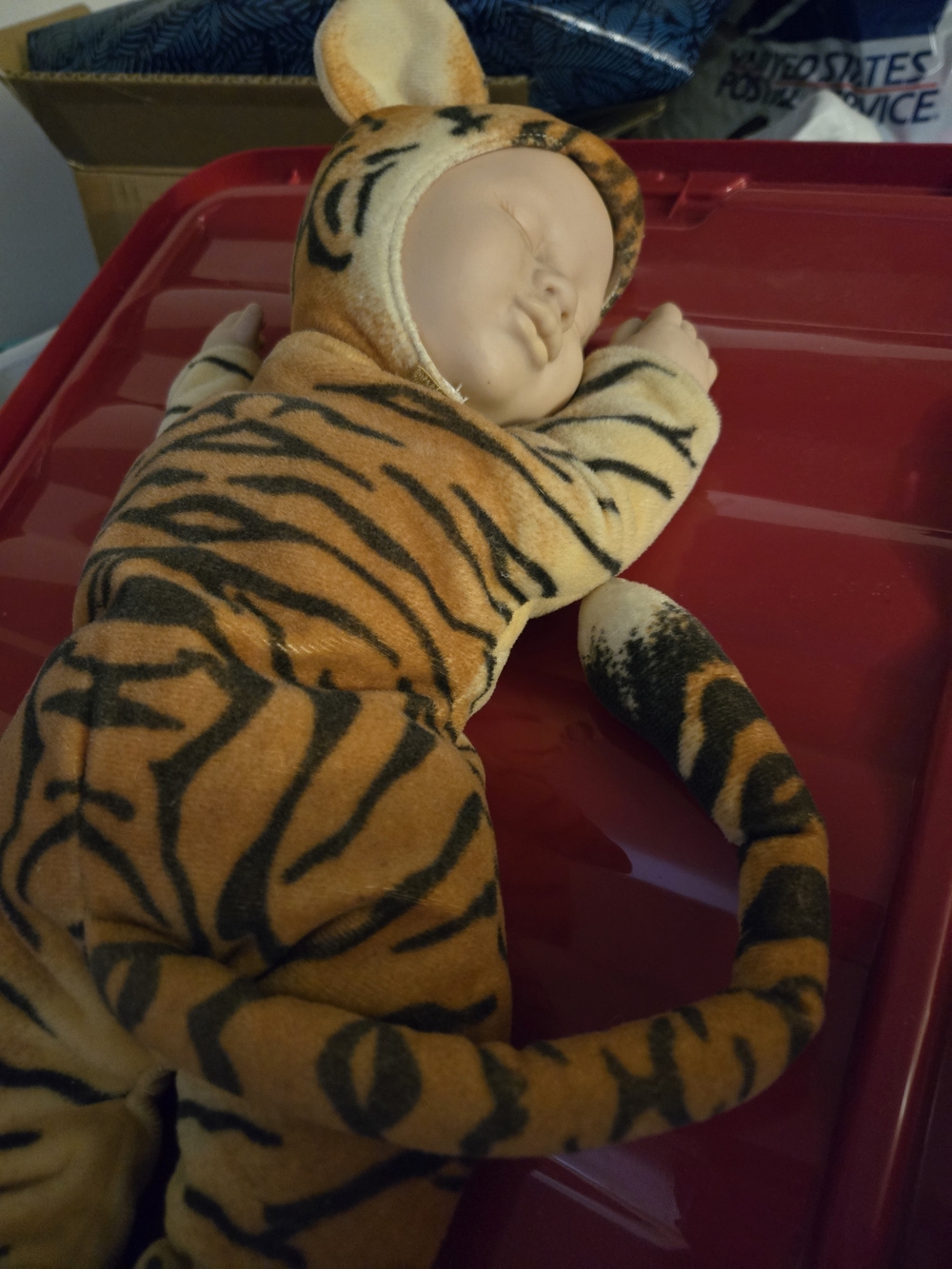 Anne Tiger Plush Baby Doll in Orange and Black